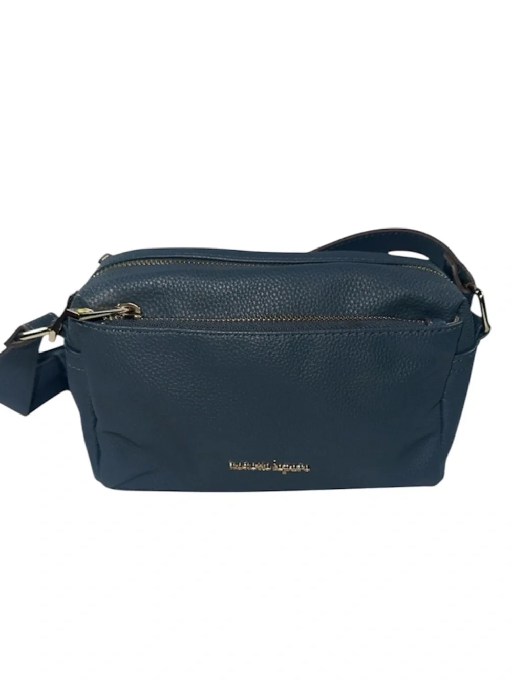 Nanette Lepore Riya Camera Bag Pebbled Vegan Leather Crossbody Deep Dusty Blue